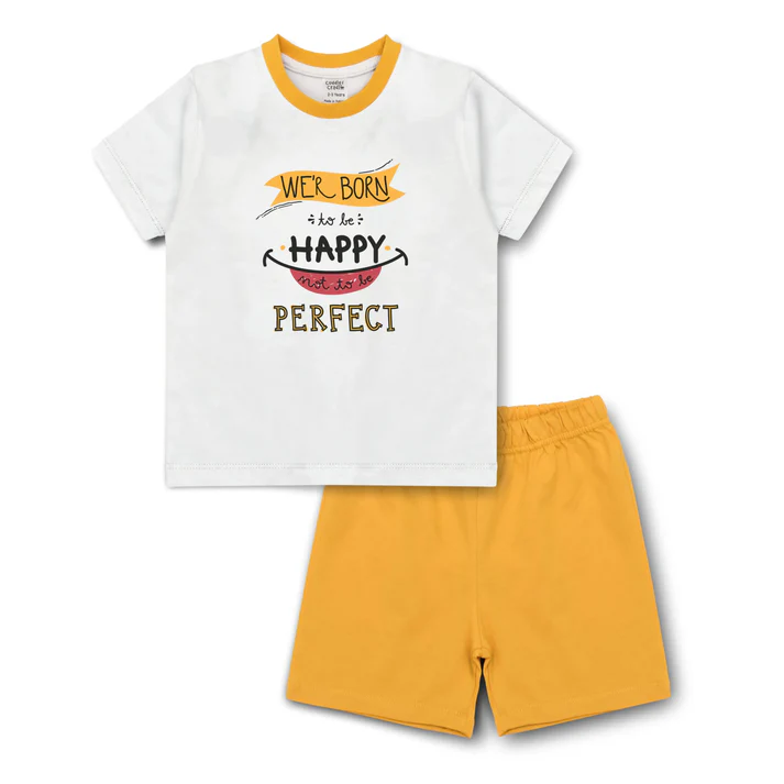 "Born to Be Happy" Graphic Tee & Shorts Set